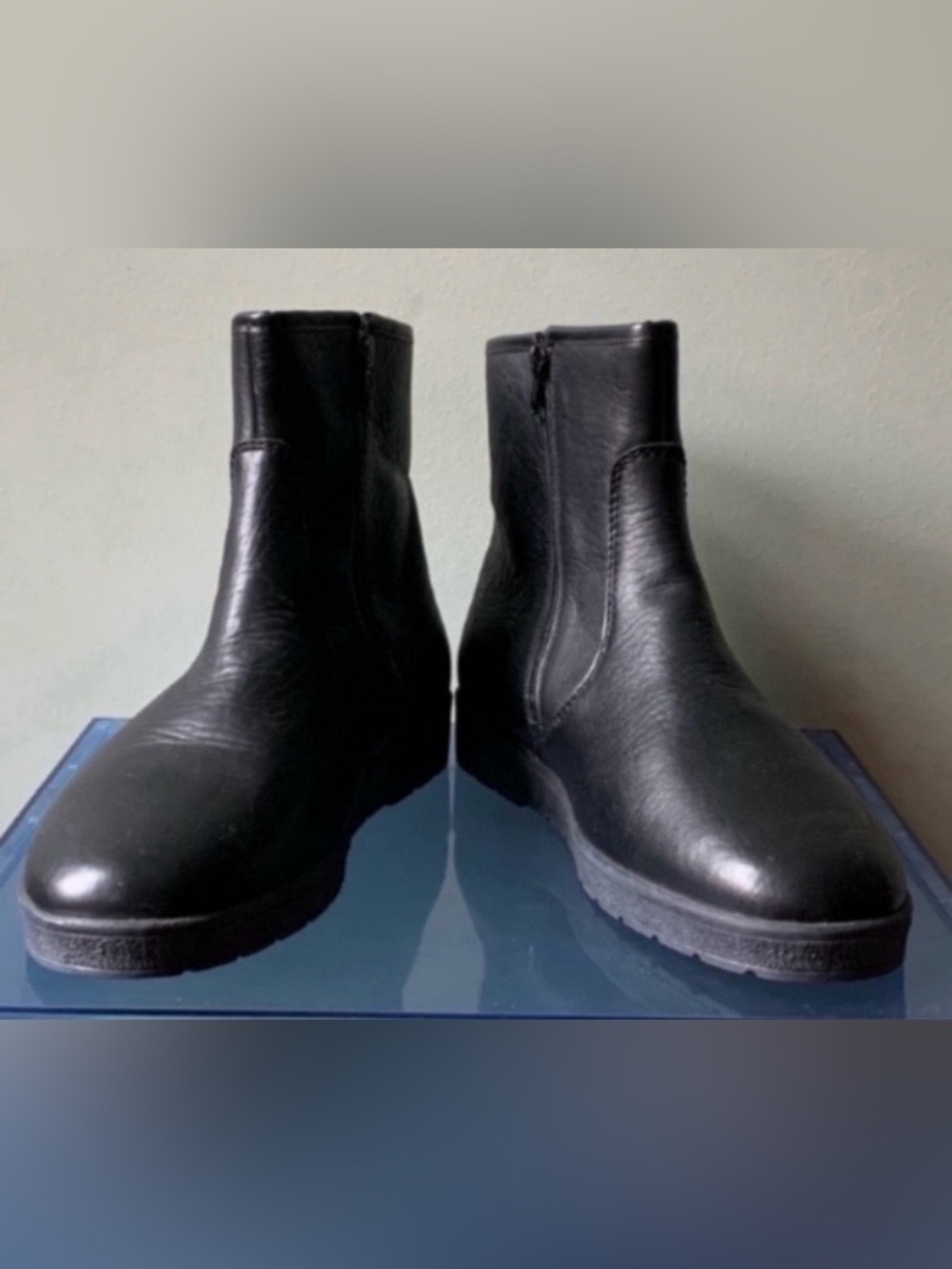 Classic Black Leather Ankle Winter Boots
